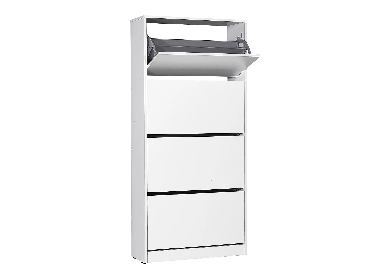 Commode à chaussures de 4 abattants coloris Blanc - longueur 73 x profondeur 26 x hauteur 157 cm