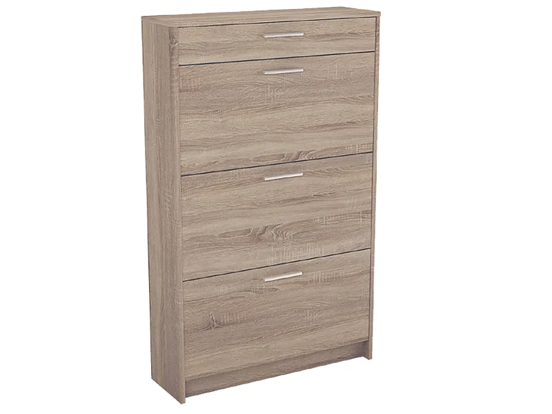 Commode meuble à chaussures coloris chêne - Longueur 75 x Profondeur 50 x Hauteur 100 cm