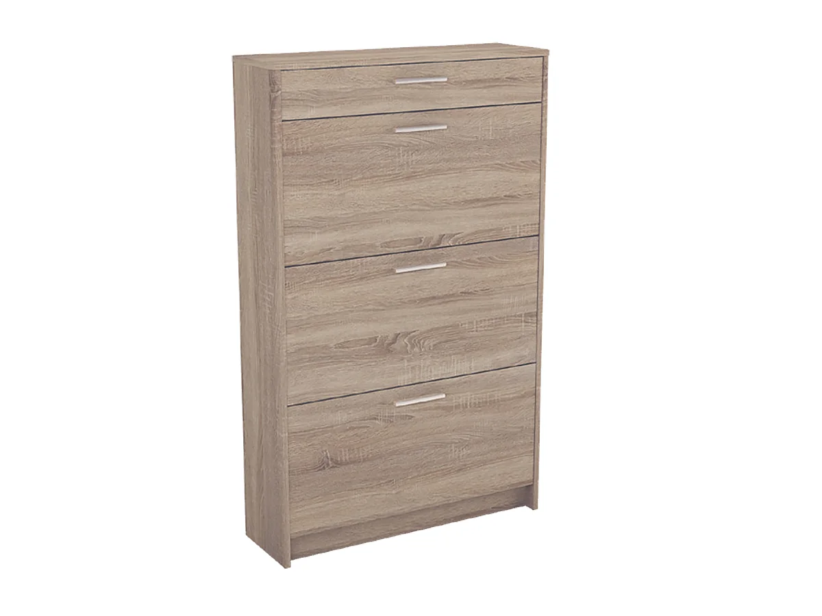 Commode meuble à chaussures coloris chêne - Longueur 75 x Profondeur 50 x Hauteur 100 cm