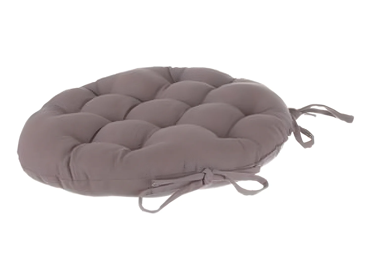 Lot de 2 galettes de chaise ronde en coton coloris taupe - Diamètre 38 cm