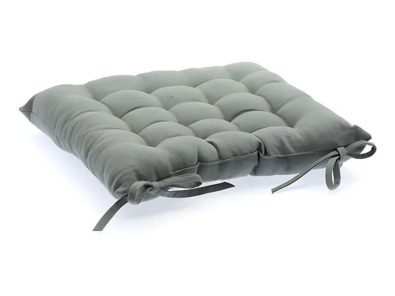 Lot de 2 Coussins de chaise en coton Gris, 38 x 38 cm
