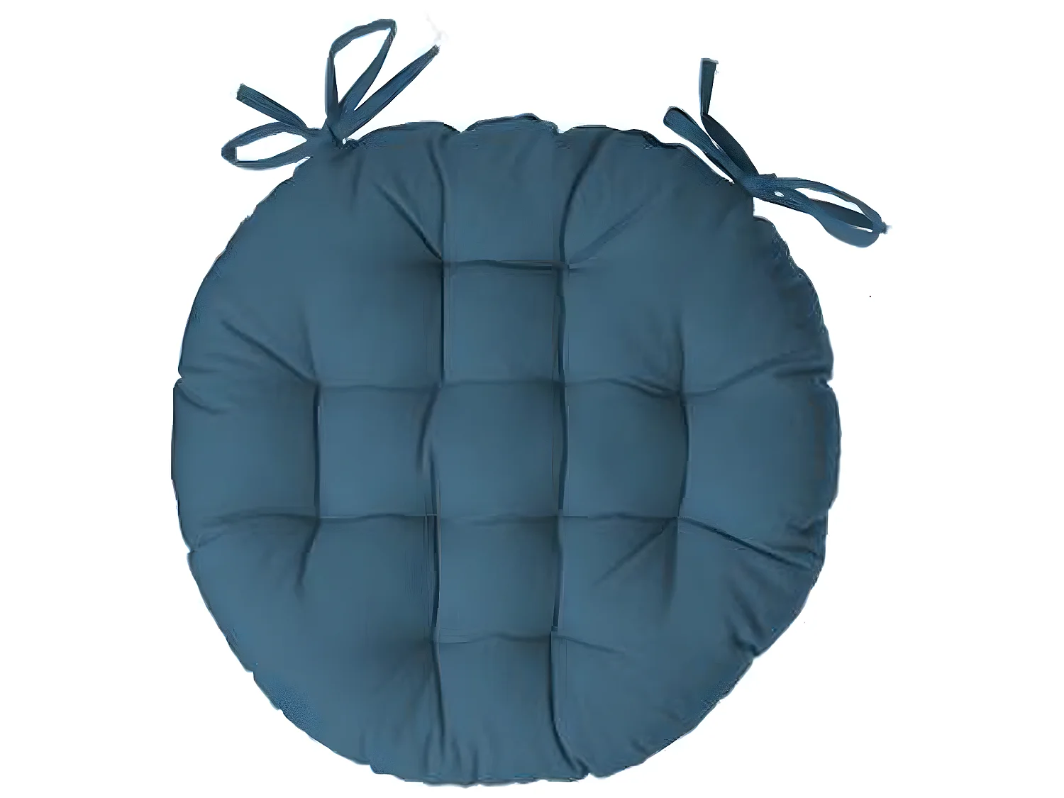 Lot de 12 galettes de chaise ronde en coton coloris bleu canard - Diamètre 38 cm