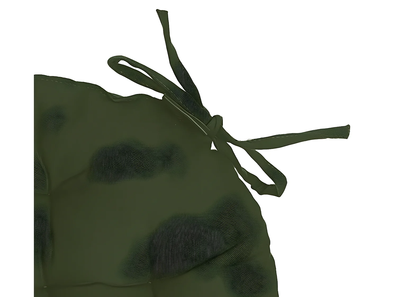 Lot de 4 galettes de chaise rondes coloris vert Kaki en coton - Diamètre 38 x hauteur 6,5 cm