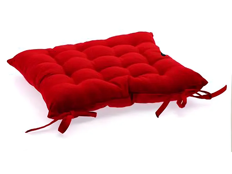 Lot de 6 Coussins de chaise en coton bordeaux, 38 x 38 cm