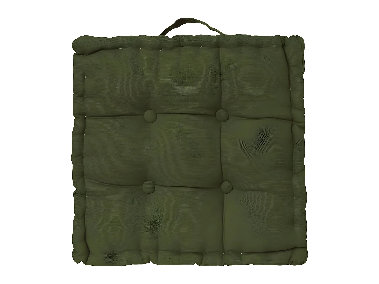 Lot de 4 coussins de sol en coton coloris vert kaki - Longueur 40 x Profondeur 40 x Hauteur 8 cm