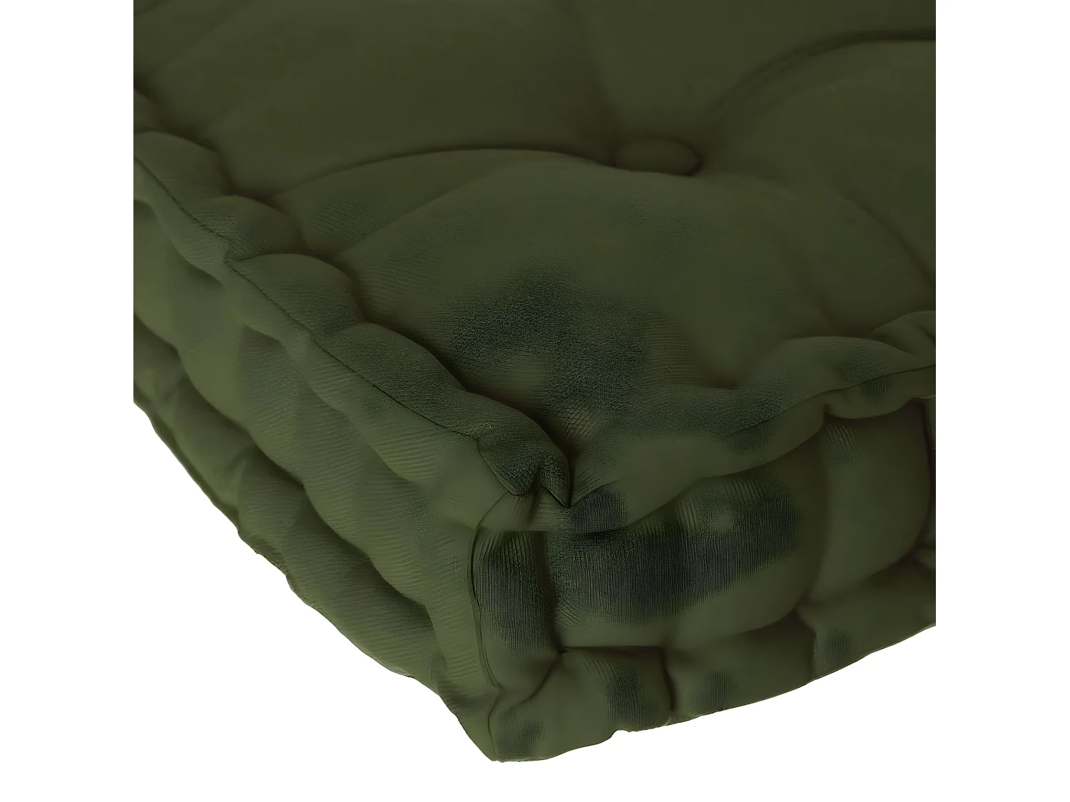 Lot de 4 coussins de sol en coton coloris vert kaki - Longueur 40 x Profondeur 40 x Hauteur 8 cm