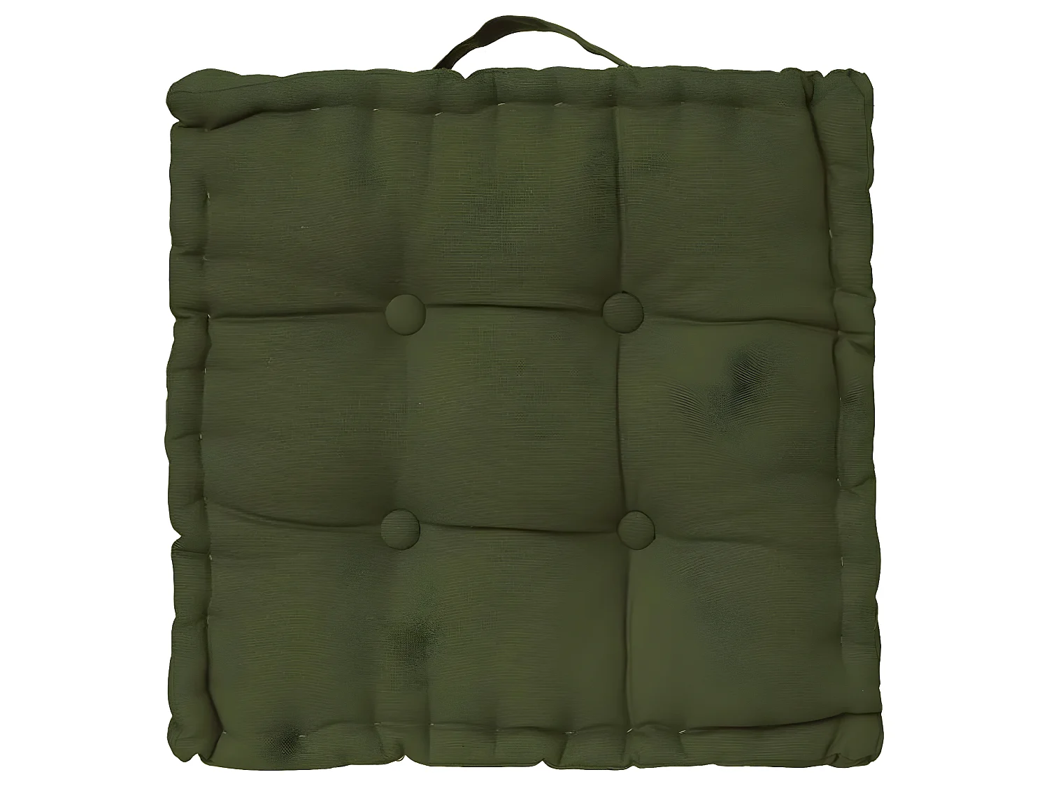 Lot de 4 coussins de sol en coton coloris vert kaki - Longueur 40 x Profondeur 40 x Hauteur 8 cm