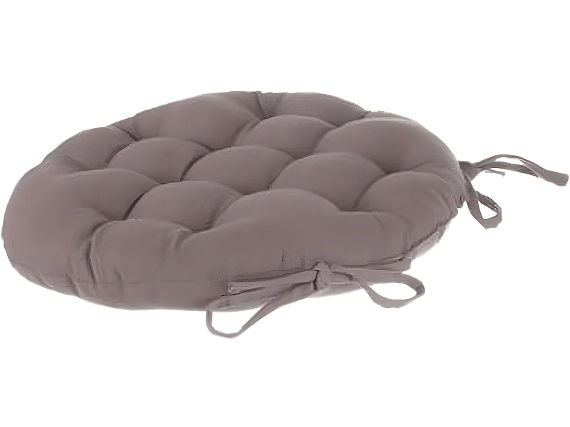 Lot de 6 galettes de chaise ronde en coton coloris taupe - Diamètre 38 cm