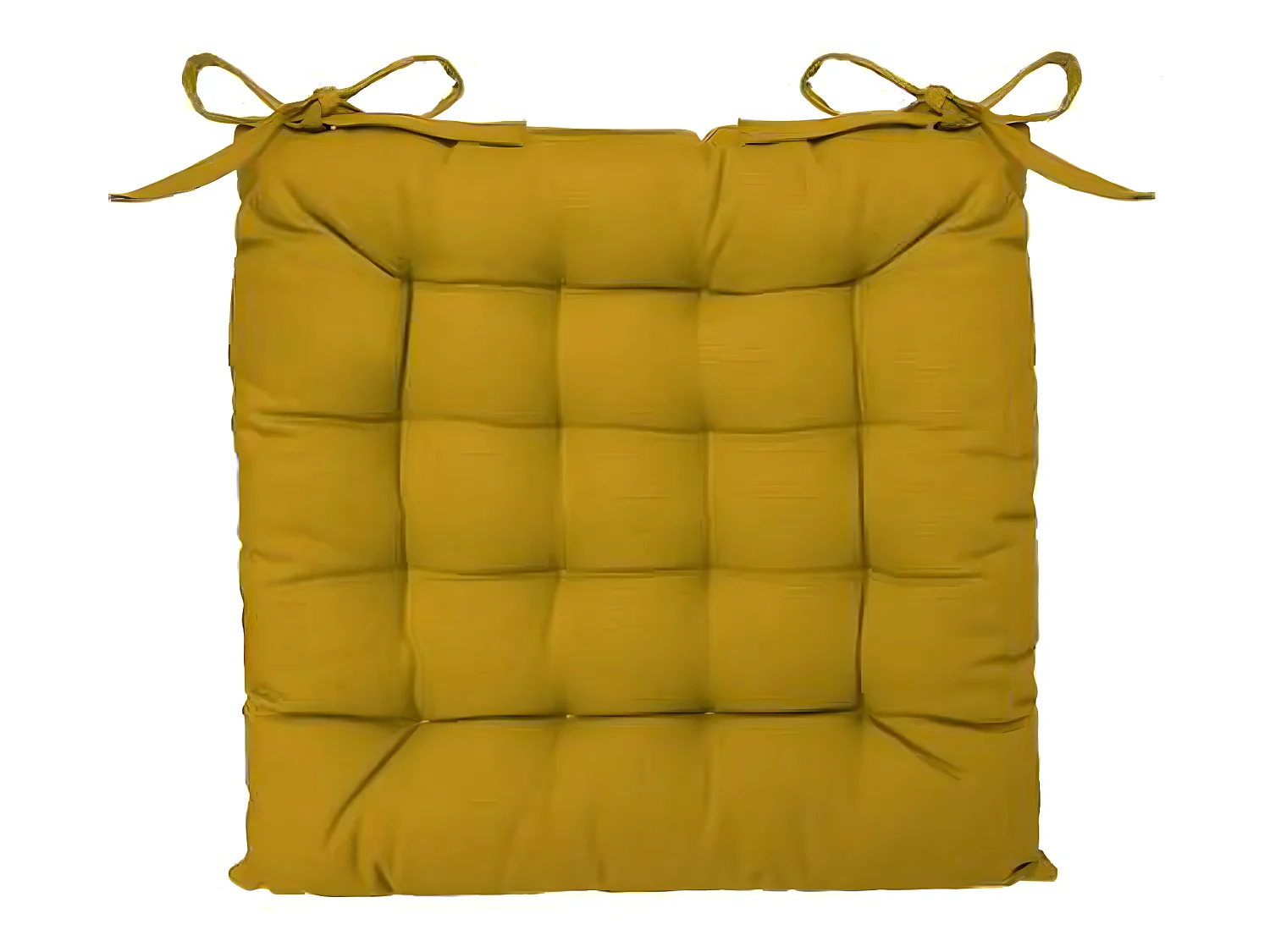 Lot de 2 galettes de chaise en coton et polyester coloris ocre - Dim : L 38 x l 38 cm