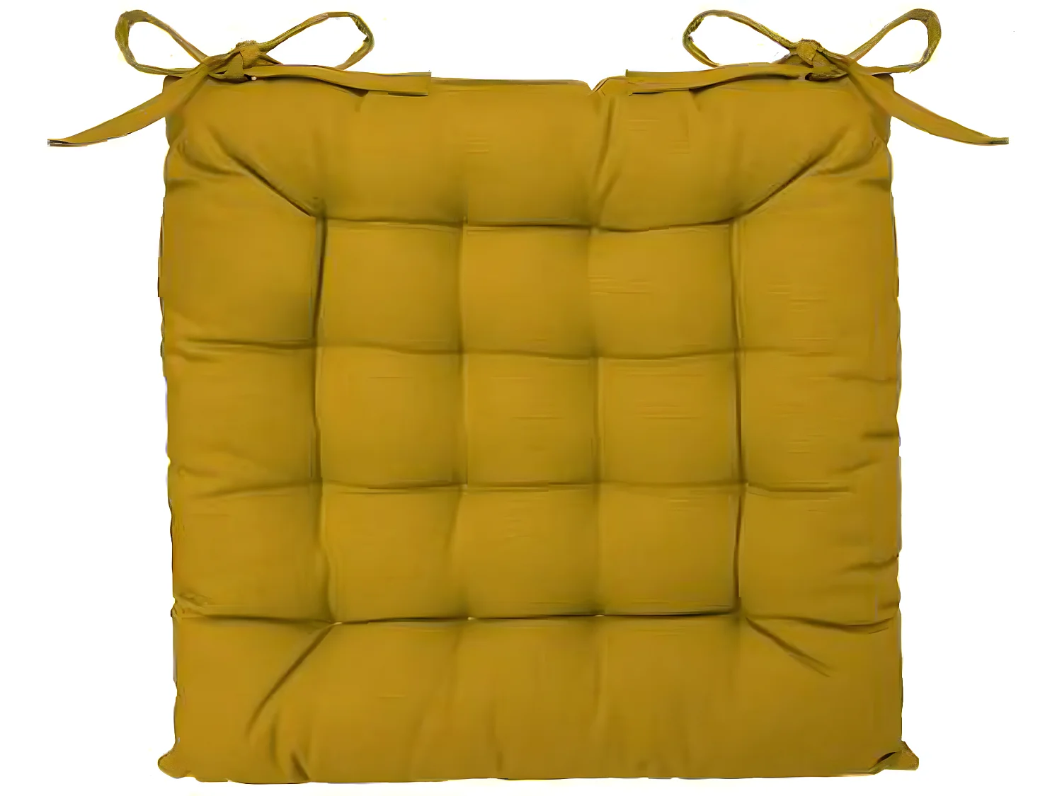 Lot de 2 galettes de chaise en coton et polyester coloris ocre - Dim : L 38 x l 38 cm