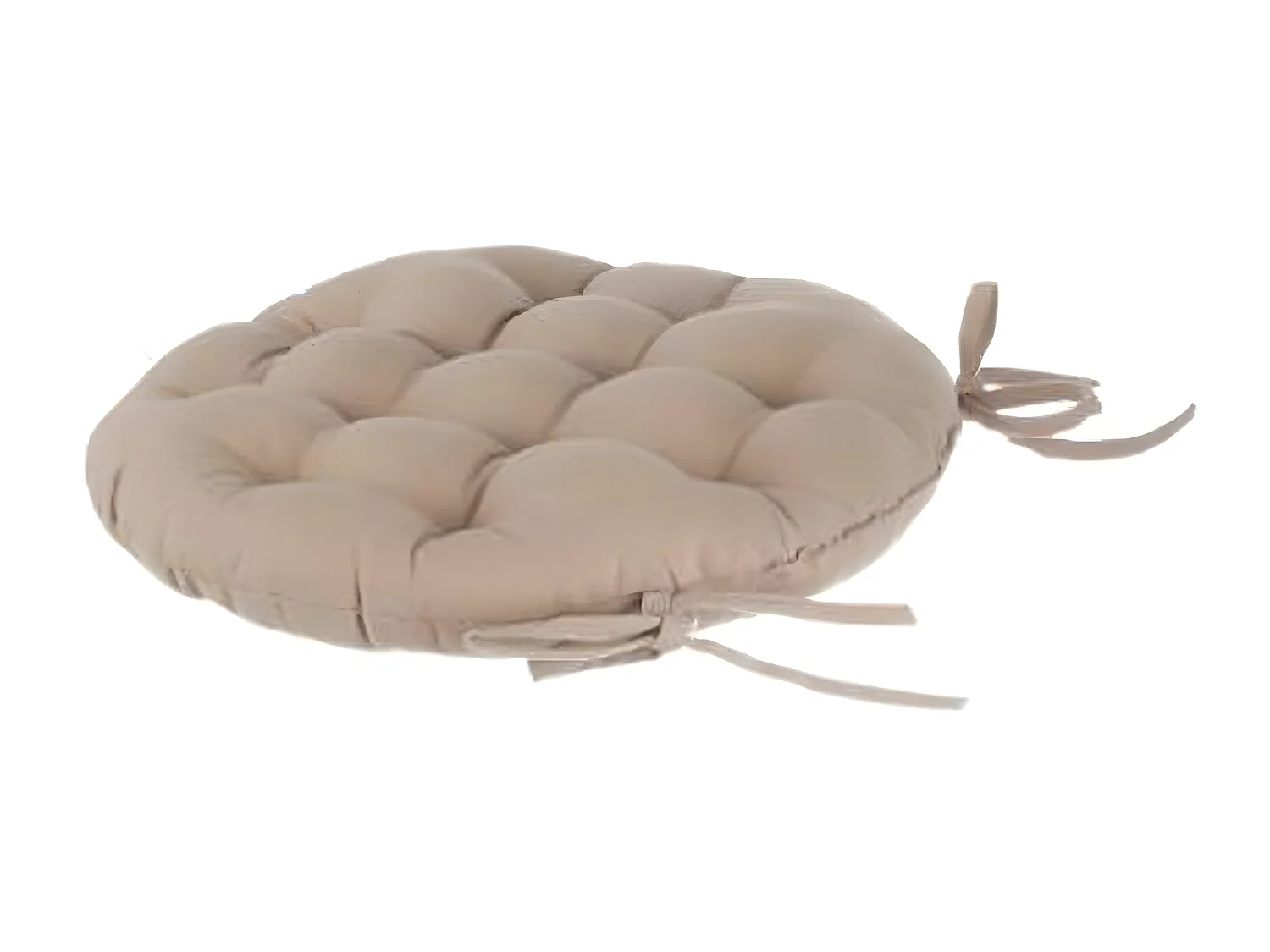 Lot de 2 galettes de chaise ronde en coton coloris LIN - Diamètre 38 cm