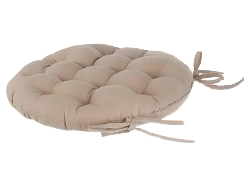 Lot de 2 galettes de chaise ronde en coton coloris LIN - Diamètre 38 cm