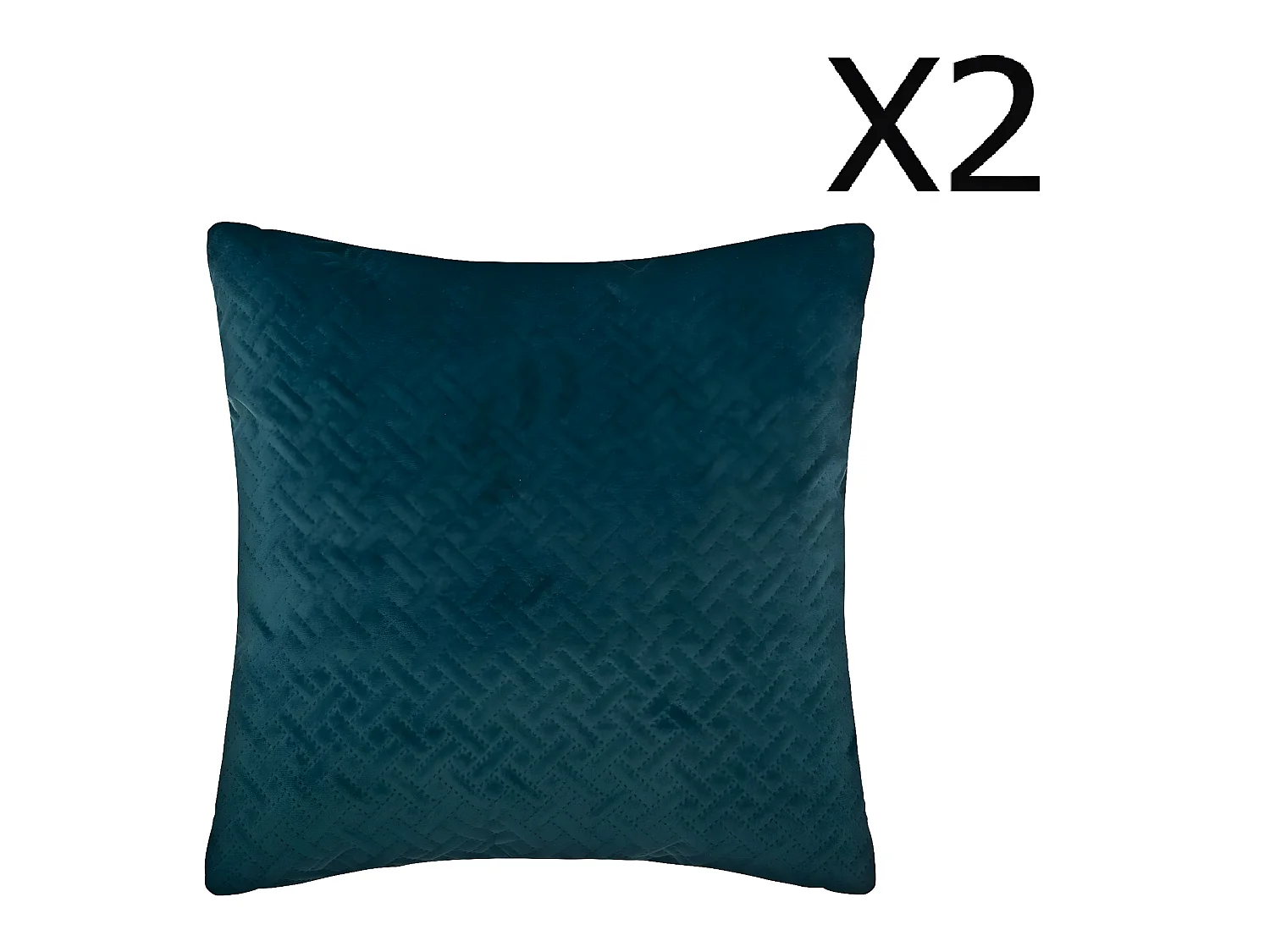 Lot de 2 Coussins bleu canard en velours - 40 x 40 cm