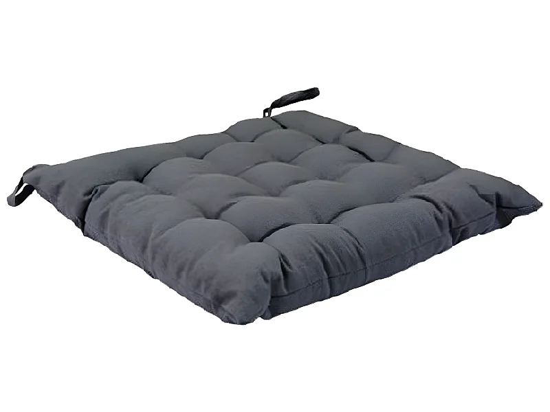 Lot de 2 Coussins de chaise en coton Gris foncé, 38 x 38 cm