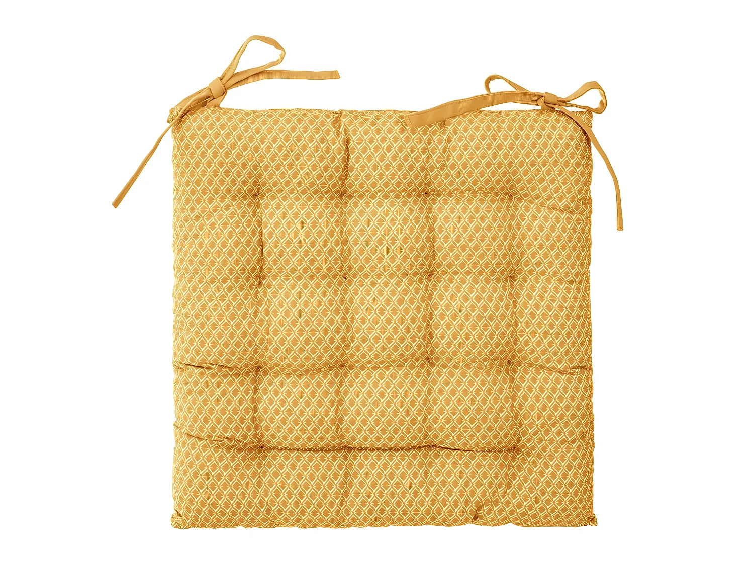 Lot de 4 Galettes de chaise ocre à motifs - 38 x 38 cm