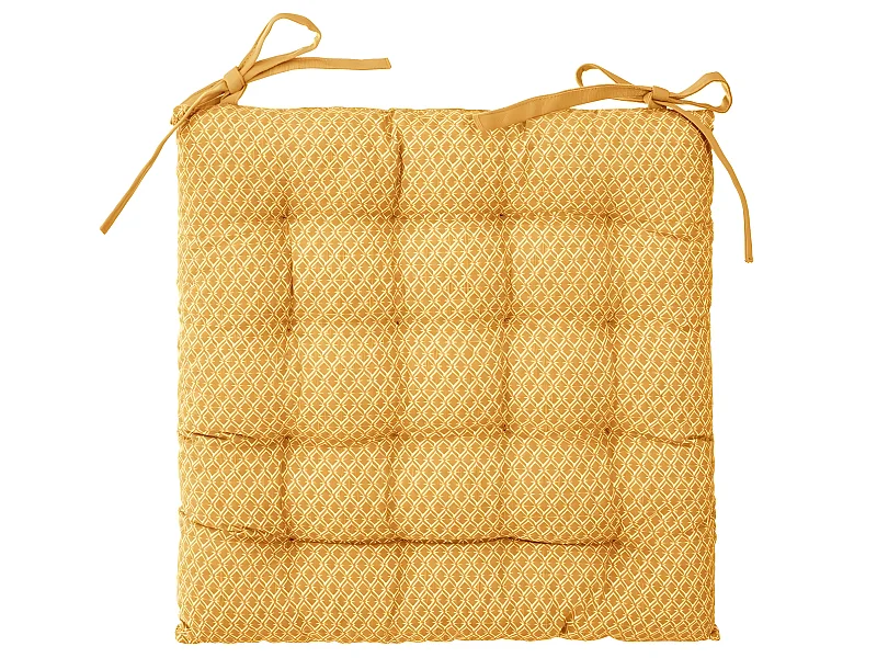 Lot de 4 Galettes de chaise ocre à motifs - 38 x 38 cm