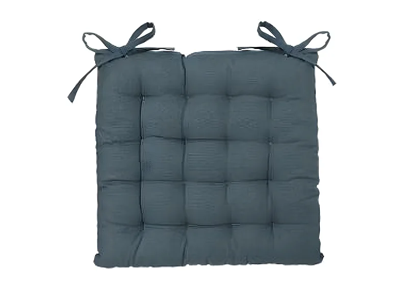 Lot de 4 galettes de chaise en coton coloris orage, 38 x 38 cm