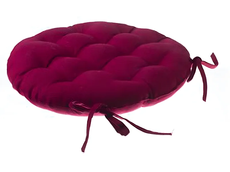 Lot de 6 galettes de chaise ronde en coton coloris rouge - Diamètre 38 cm