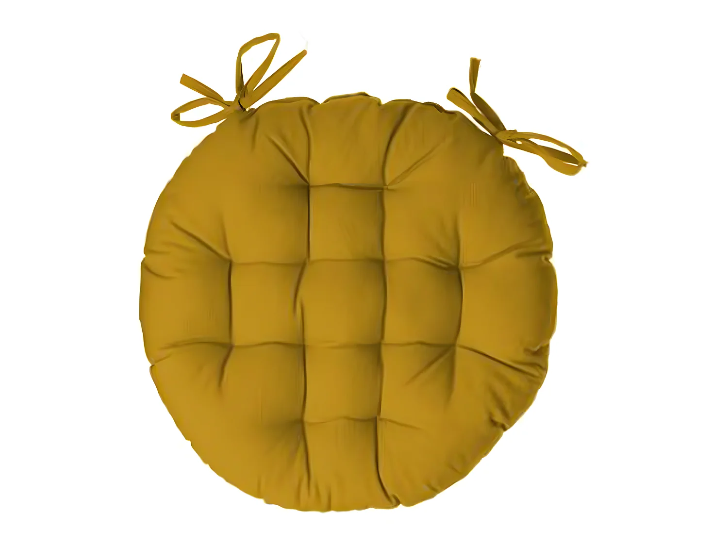 Lot de 6 galettes de chaise ronde en coton coloris ocre - Diamètre 38 cm