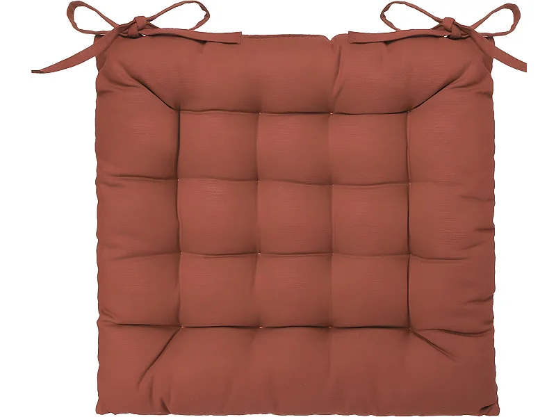 Lot de 4 galettes de chaise en coton coloris terracotta - L.38 x l.38 cm