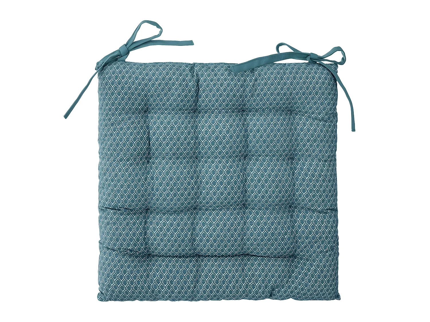 Lot de 4 Galettes de chaise bleu canard à motifs - 38 x 38 cm