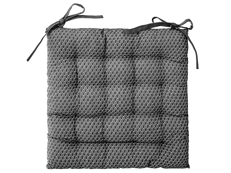 Lot de 4 Galettes de chaise gris à motifs - 38 x 38 cm