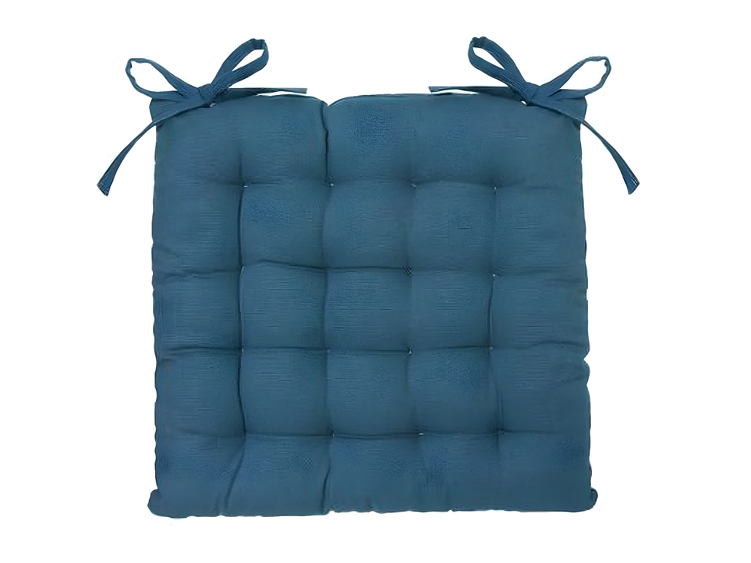 Lot de 2 galettes de chaise en coton et polyester coloris bleu canard - Dim : L 38 x l 38 cm