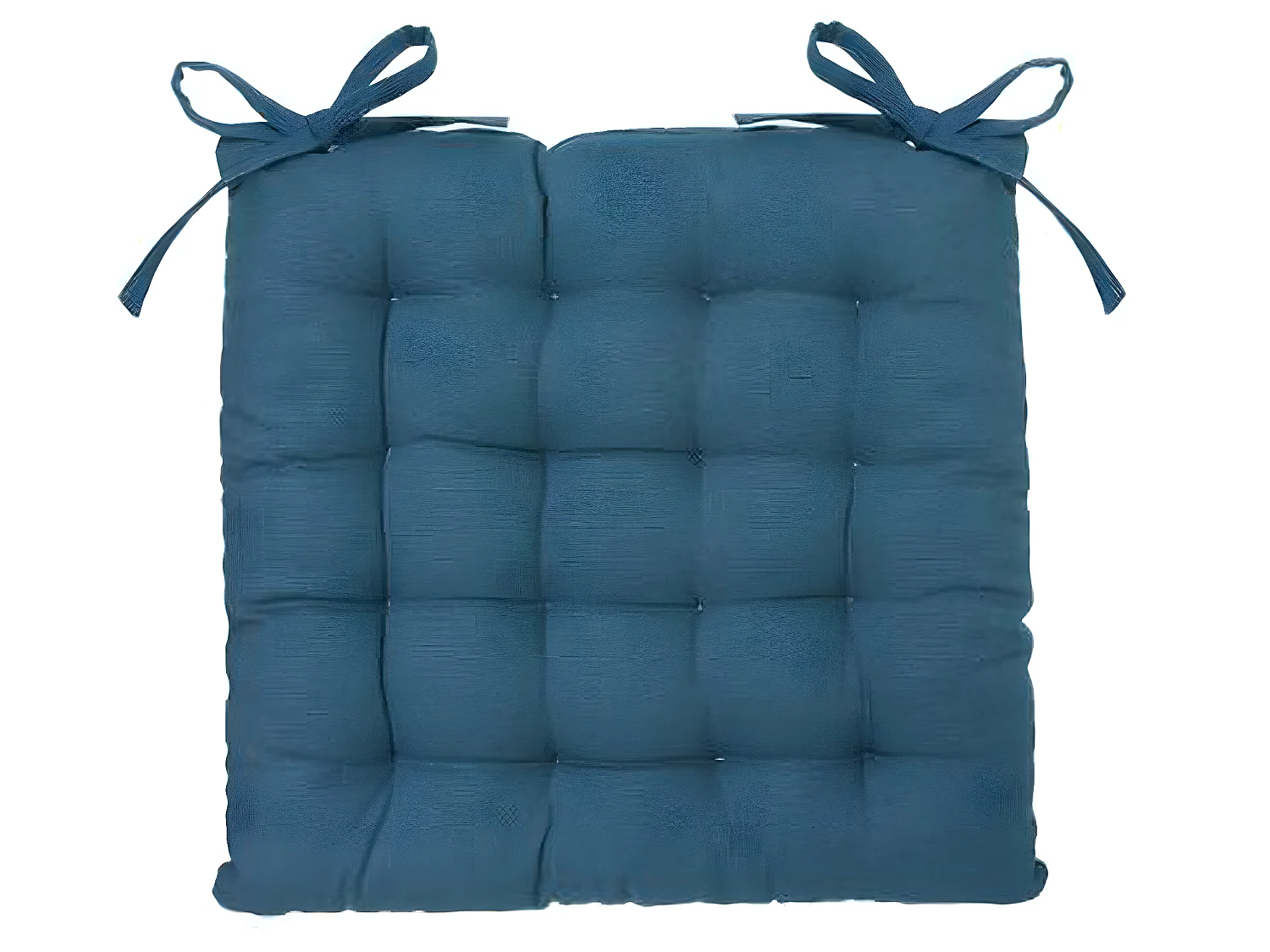 Lot de 2 galettes de chaise en coton et polyester coloris bleu canard - Dim : L 38 x l 38 cm