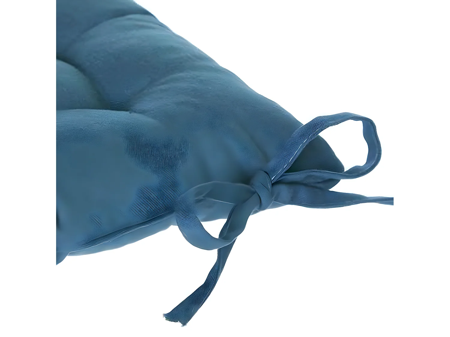 Lot de 2 galettes de chaise en coton et polyester coloris bleu canard - Dim : L 38 x l 38 cm