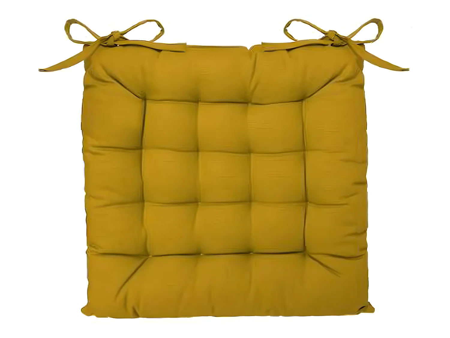 Lot de 4 galettes de chaise en coton et polyester coloris ocre - Dim : L 38 x l 38 cm