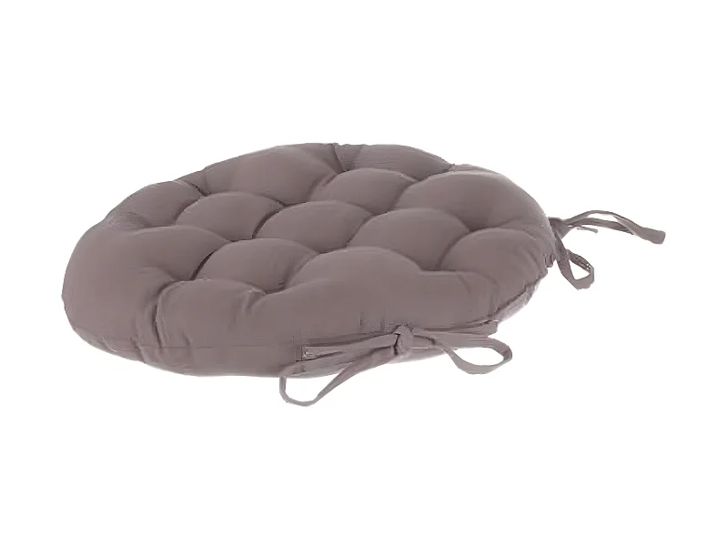 Lot de 4 galettes de chaise ronde en coton coloris taupe - Diamètre 38 cm