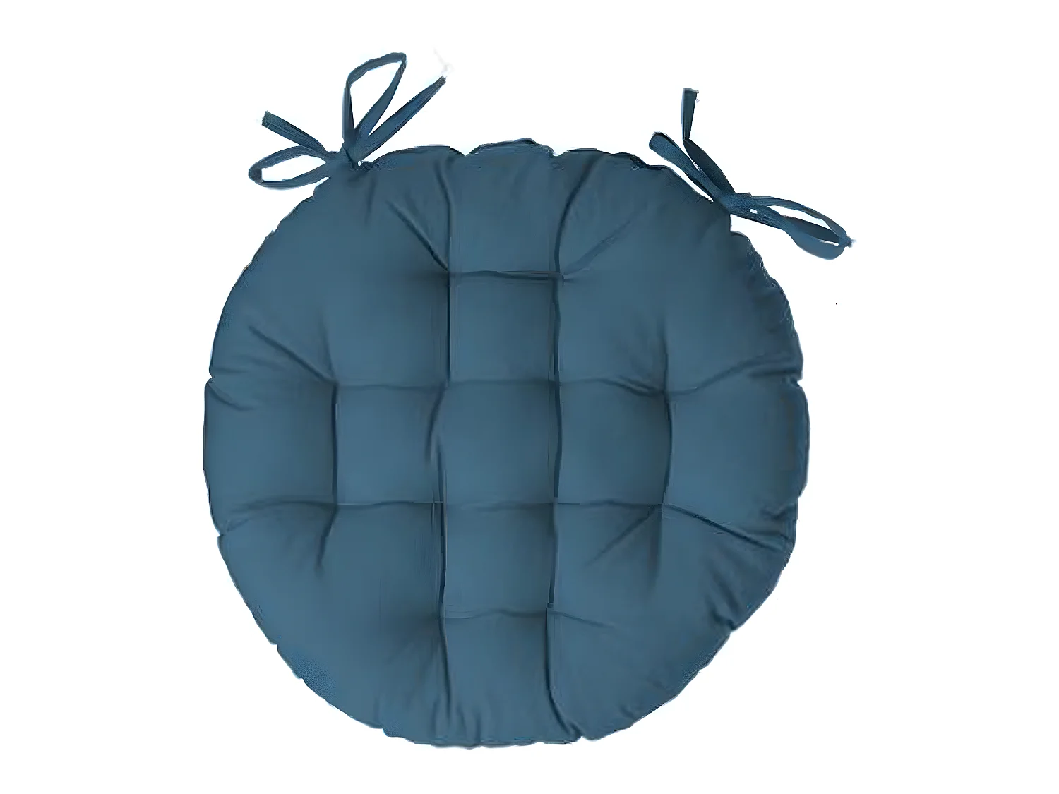 Lot de 4 galettes de chaise ronde en coton coloris bleu canard - Diamètre 38 cm