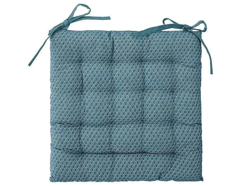 Lot de 6 Galettes de chaise bleu canard à motifs - 38 x 38 cm