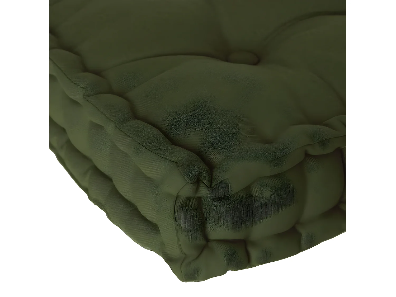 Lot de 6 coussins de sol en coton coloris vert kaki - Longueur 40 x Profondeur 40 x Hauteur 8 cm