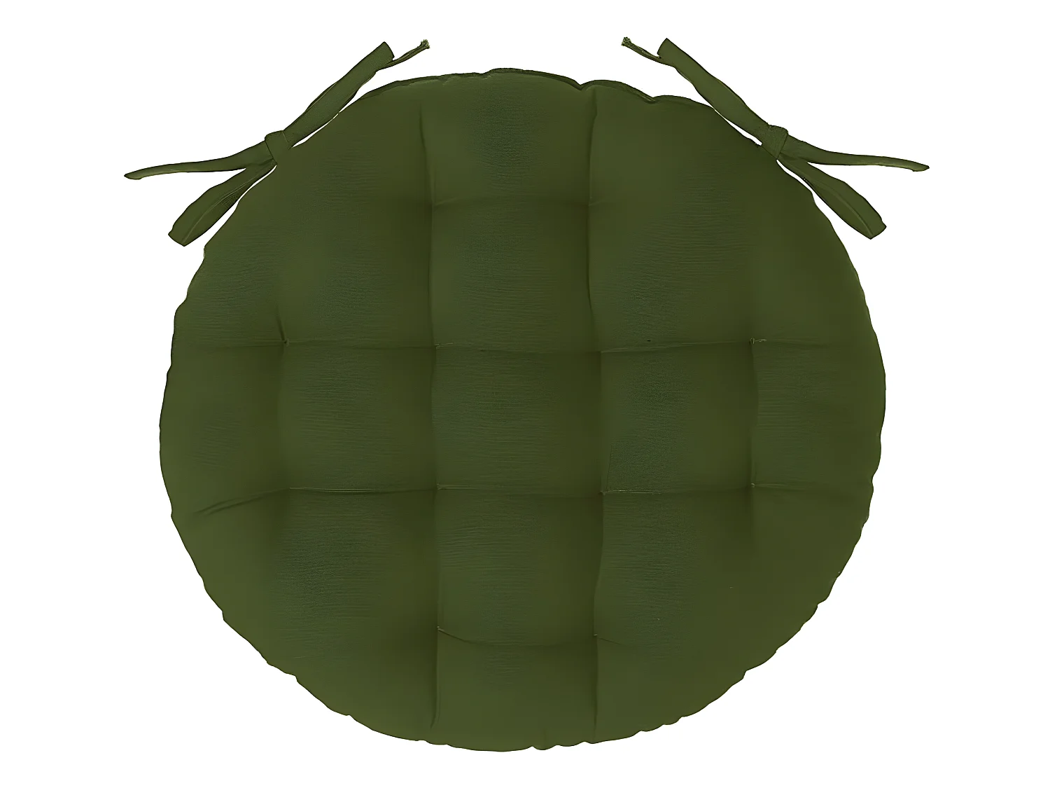 Lot de 6 galettes de chaise rondes coloris vert Kaki en coton - Diamètre 38 x hauteur 6,5 cm