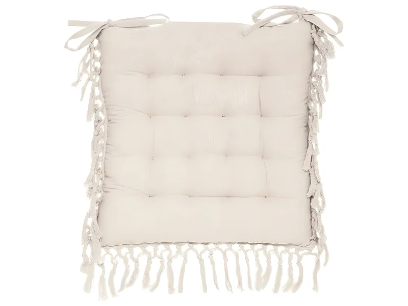 Lot de 6 galettes de chaise carrées coloris ivoire en coton - Longueur 40 x Profondeur 40 x Hauteur 5 cm