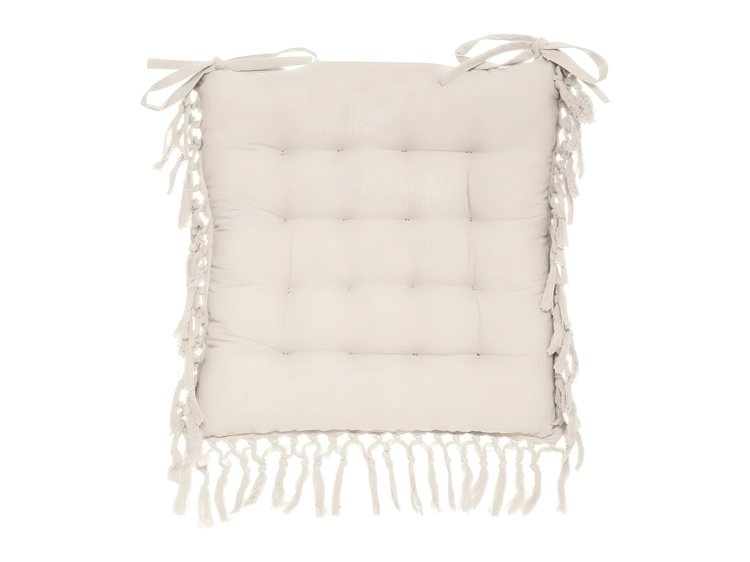 Lot de 6 galettes de chaise carrées coloris ivoire en coton - Longueur 40 x Profondeur 40 x Hauteur 5 cm