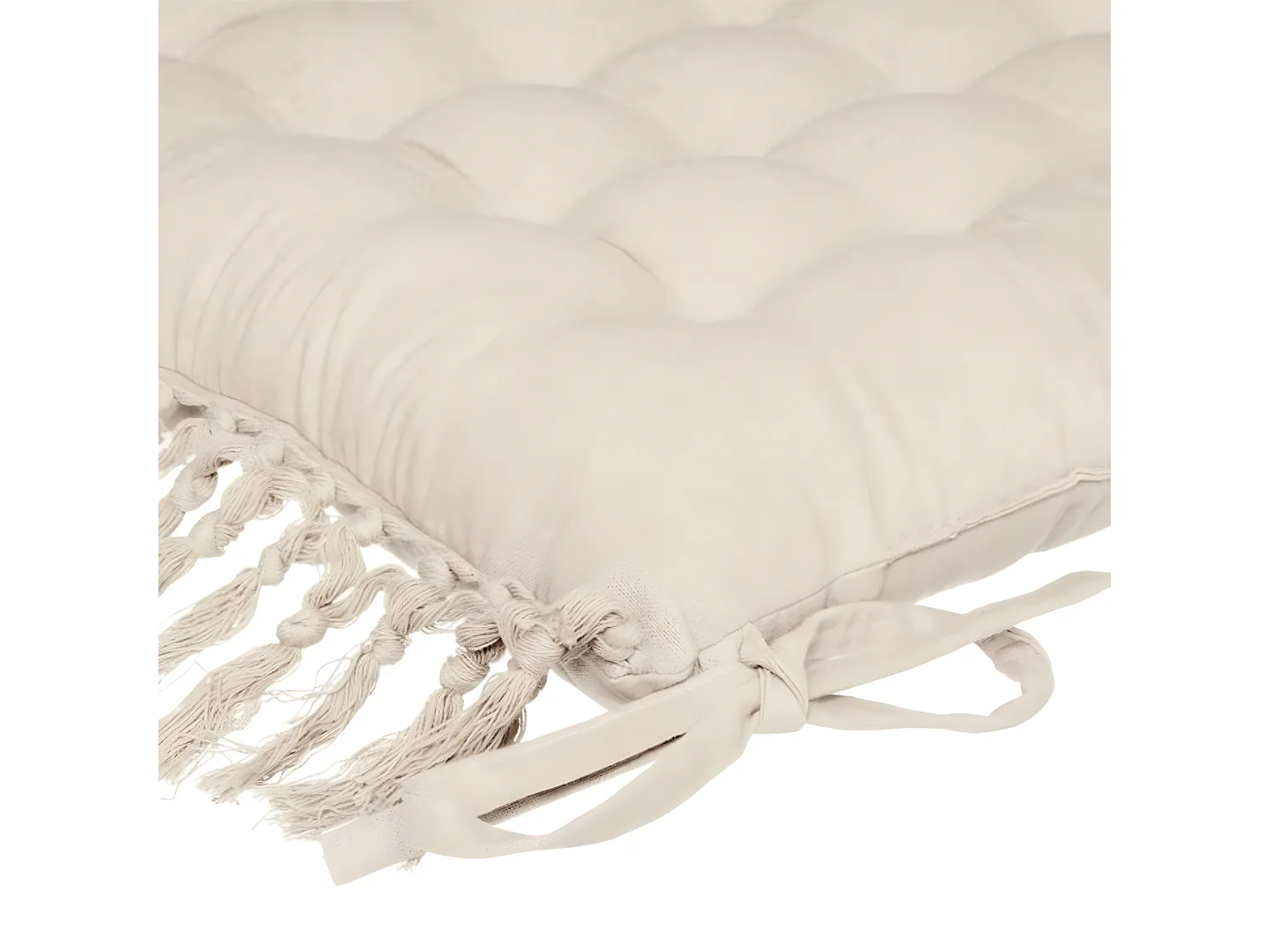 Lot de 4 galettes de chaise carrées coloris ivoire en coton - Longueur 40 x Profondeur 40 x Hauteur 5 cm