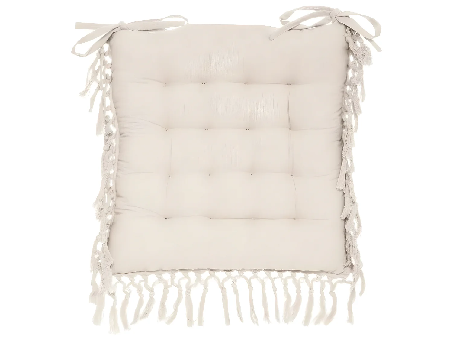 Lot de 4 galettes de chaise carrées coloris ivoire en coton - Longueur 40 x Profondeur 40 x Hauteur 5 cm