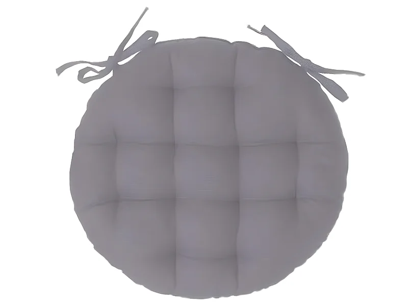 Lot de 2 galettes de chaise ronde en coton coloris gris - Diamètre 38 cm