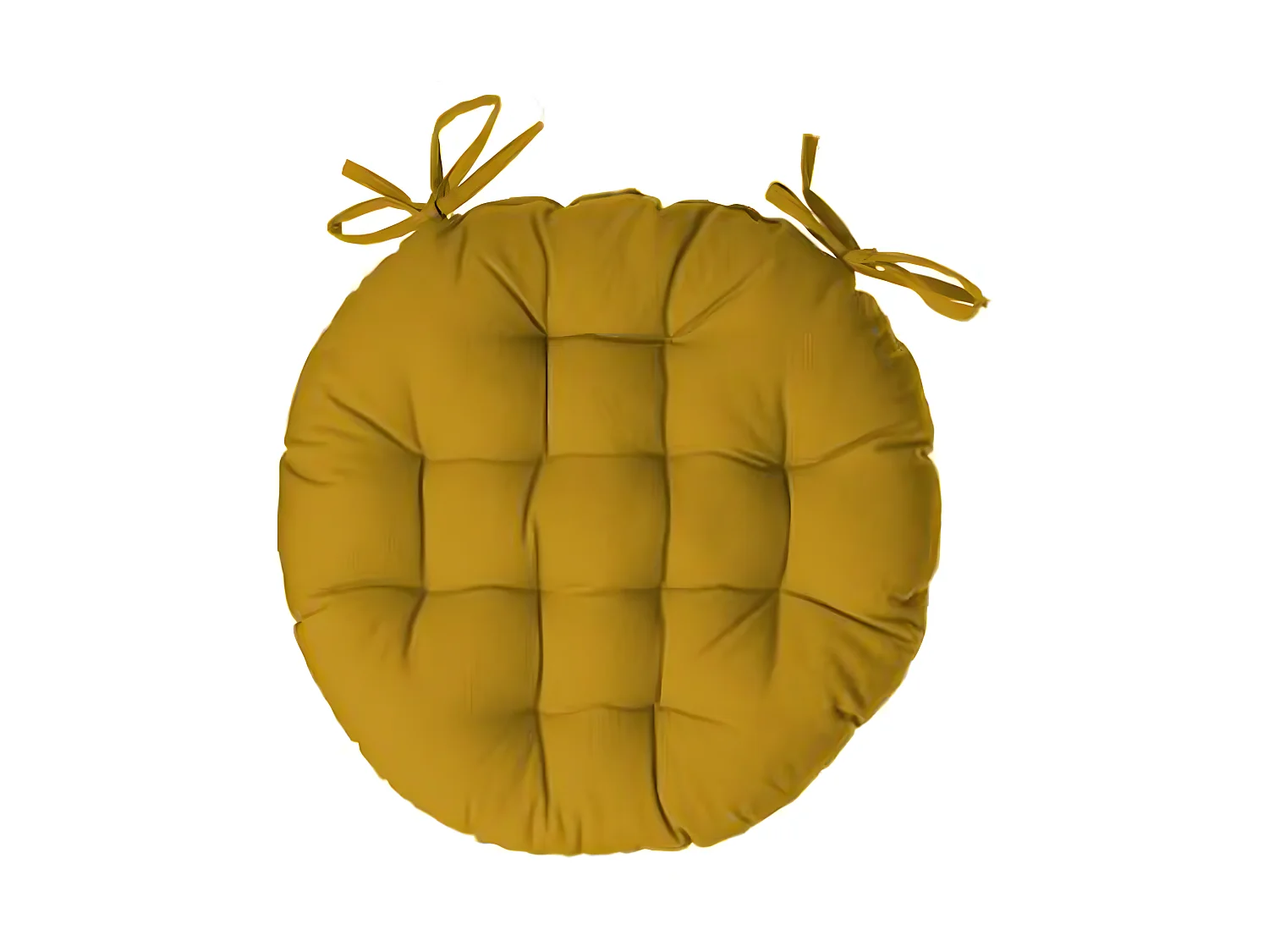 Lot de 12 galettes de chaise ronde en coton coloris ocre - Diamètre 38 cm