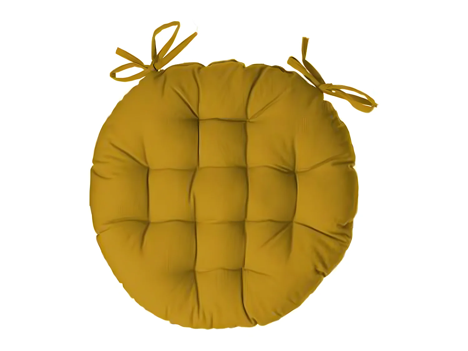 Lot de 12 galettes de chaise ronde en coton coloris ocre - Diamètre 38 cm