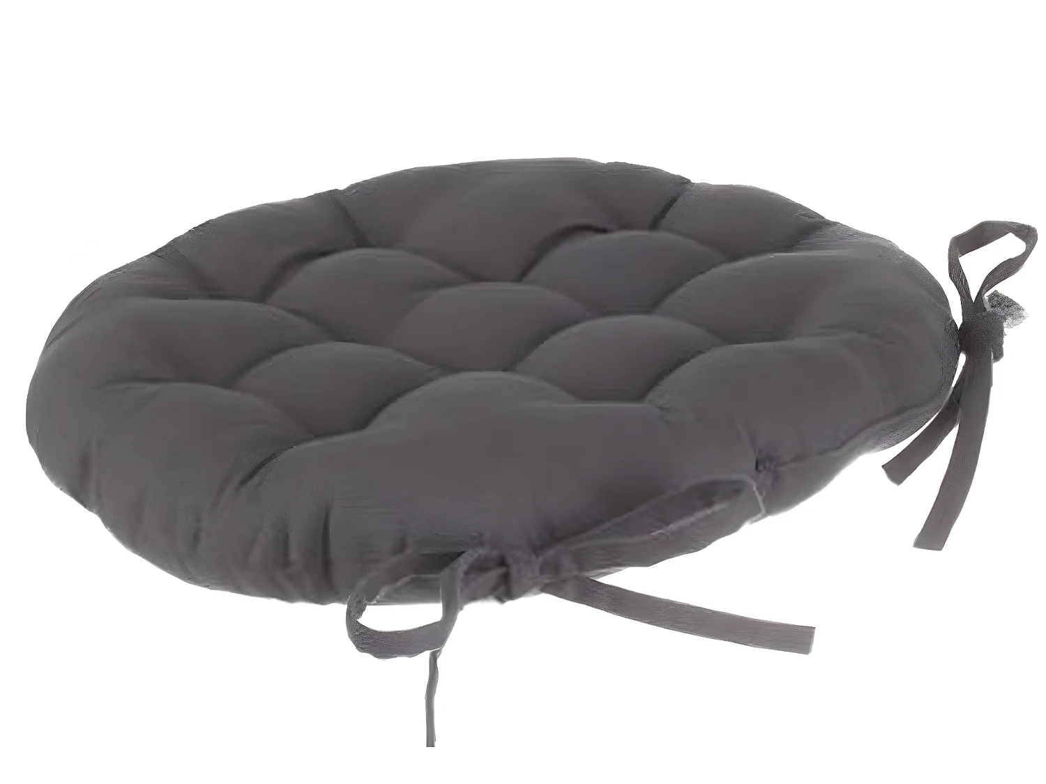 Lot de 6 galettes de chaise ronde en coton coloris gris foncé - Diamètre 38 cm