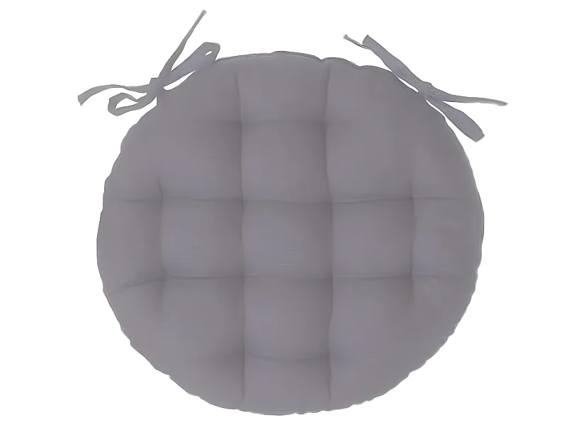 Lot de 6 galettes de chaise ronde en coton coloris gris - Diamètre 38 cm