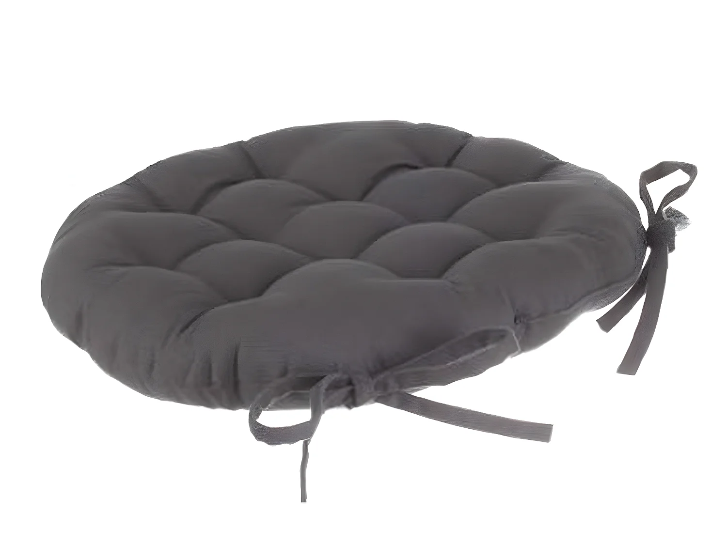 Lot de 4 galettes de chaise ronde en coton coloris gris foncé - Diamètre 38 cm