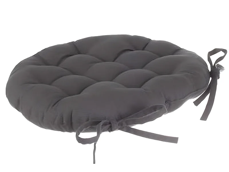 Lot de 4 galettes de chaise ronde en coton coloris gris foncé - Diamètre 38 cm
