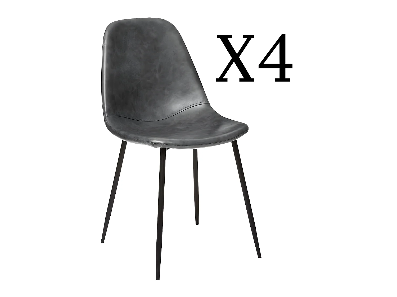 Lot de 4 chaises en bois coloris gris - Longueur 52.5 x Profondeur 43.5 x Hauteur 82 cm