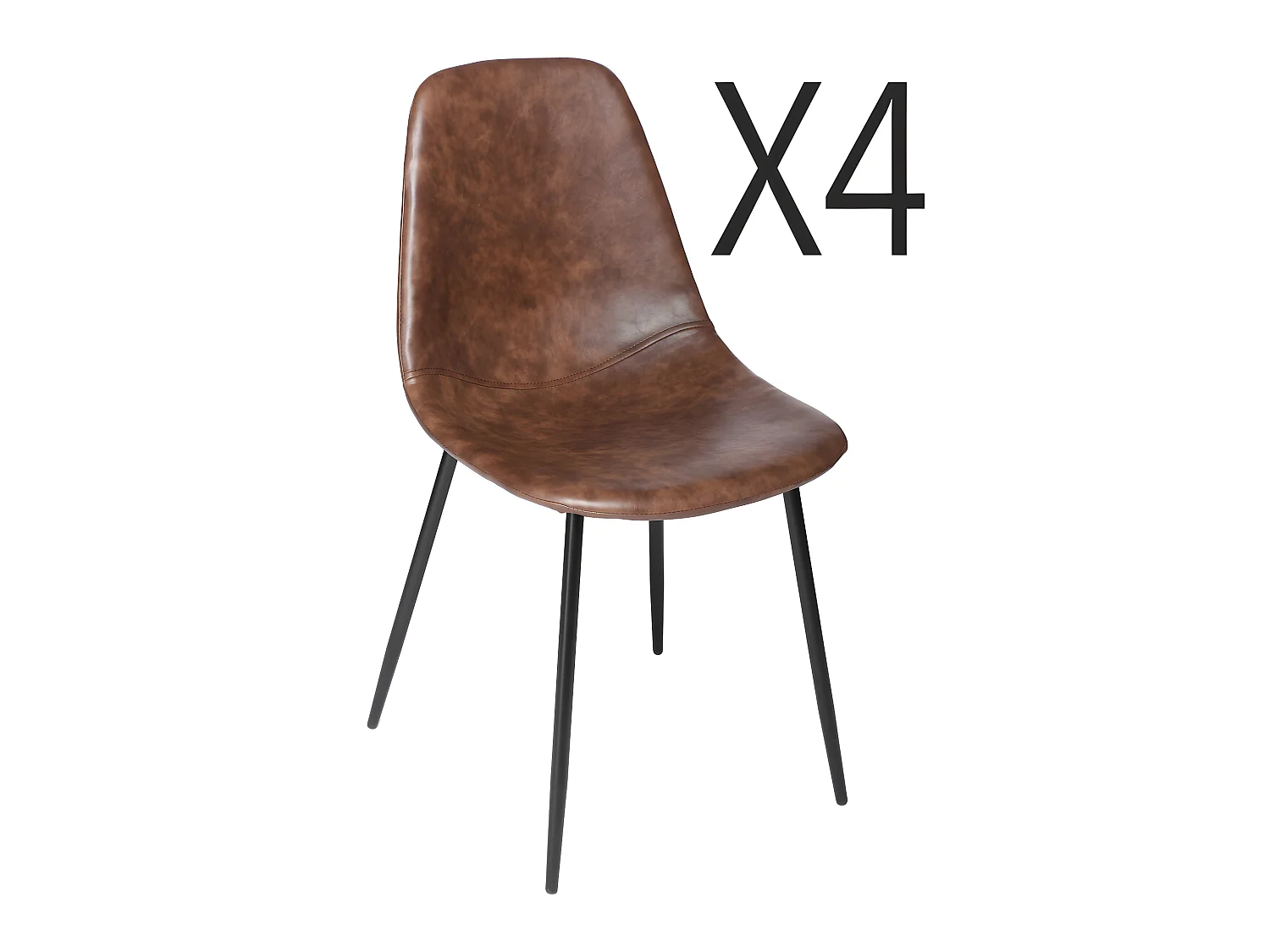 Lot de 4 chaises coloris marron en polyuréthane - Longueur 52,5 x Profondeur 43,5 x Hauteur 82 cm