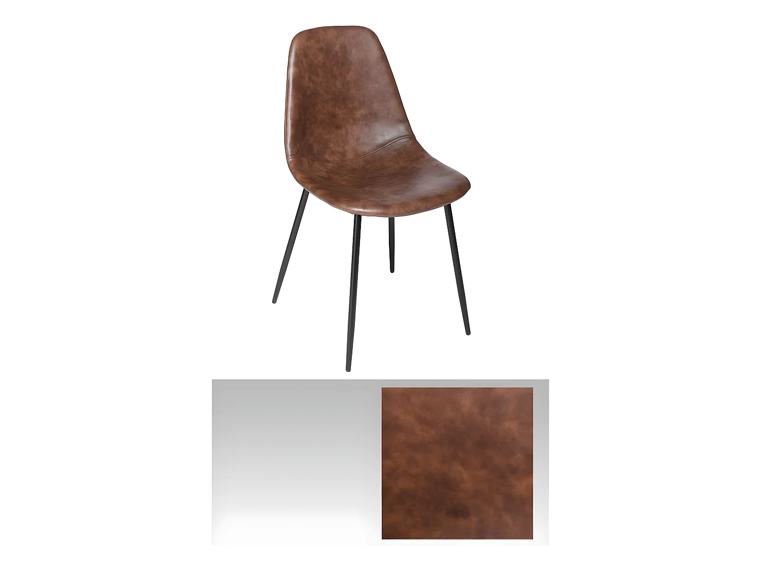Lot de 4 chaises coloris marron en polyuréthane - Longueur 52,5 x Profondeur 43,5 x Hauteur 82 cm