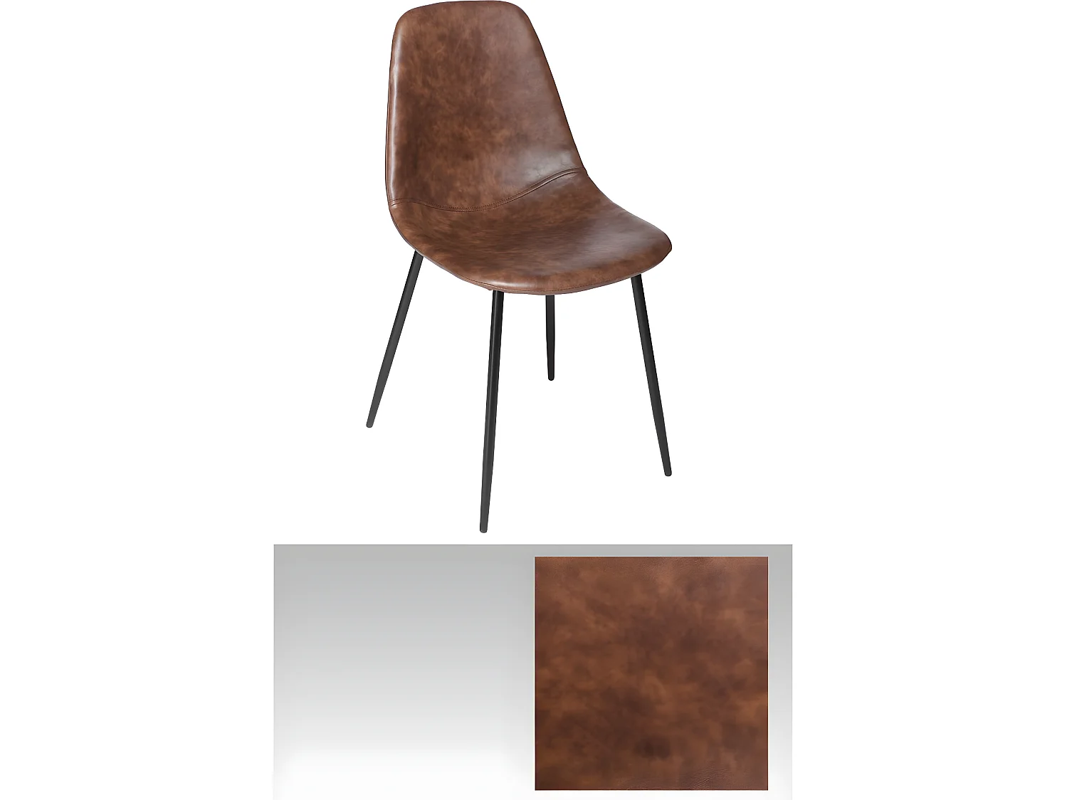 Lot de 4 chaises coloris marron en polyuréthane - Longueur 52,5 x Profondeur 43,5 x Hauteur 82 cm